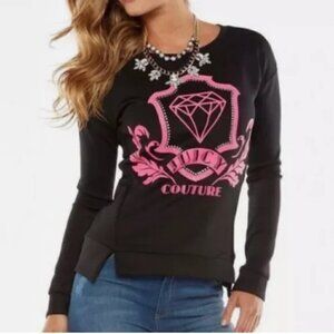 Women's Juicy Couture Black & Pink Diamond Pullover Scuba Sweater Size XS